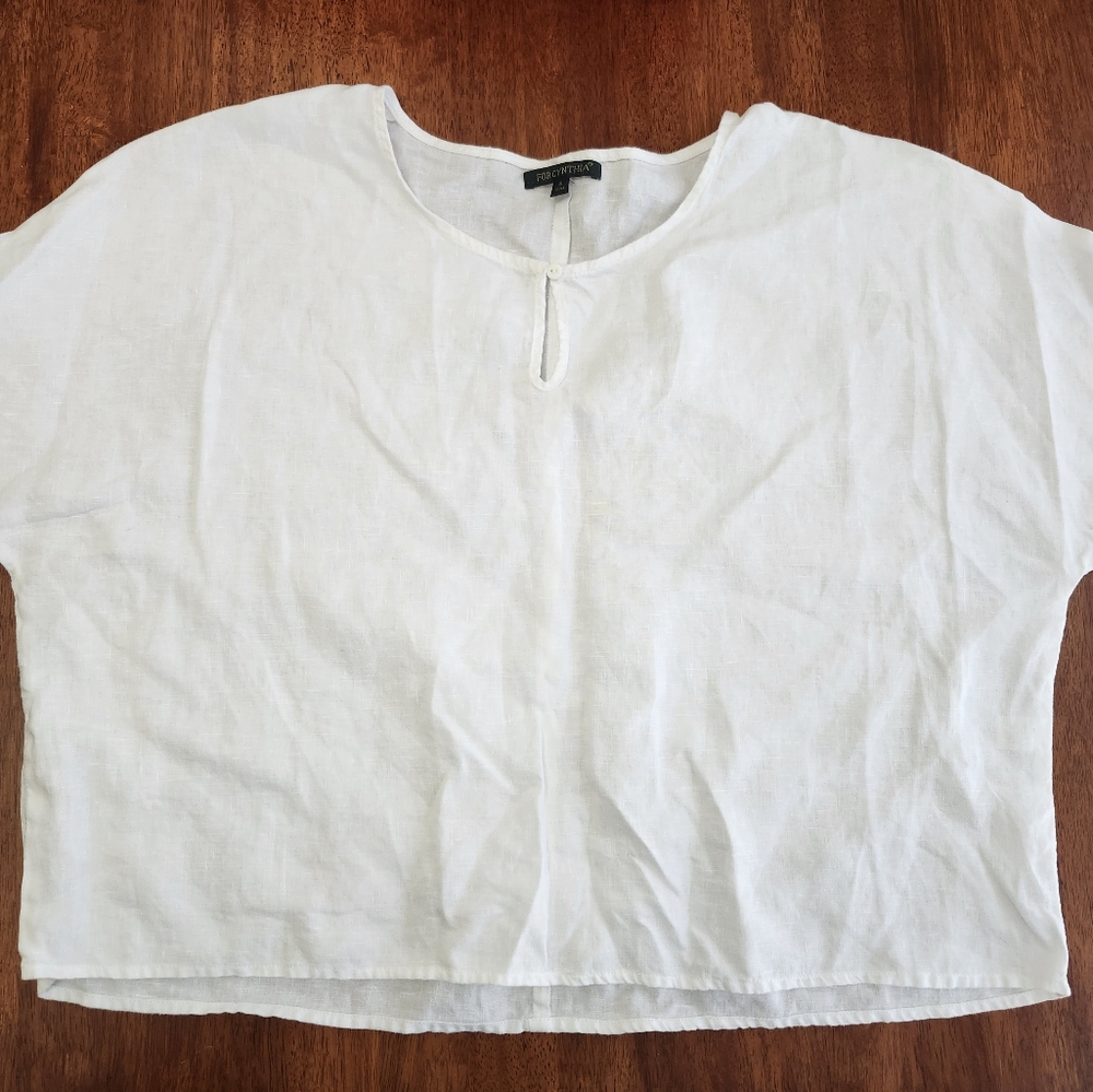 Cropped Oversized Linen Top